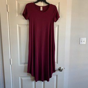 7th Ray Midi Jersey Dress, Burgundy - Size Small